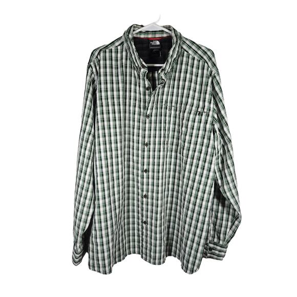 The North Face Men's XL Button Down Shirt Green‎ Black White Plaid - Picture 1 of 10